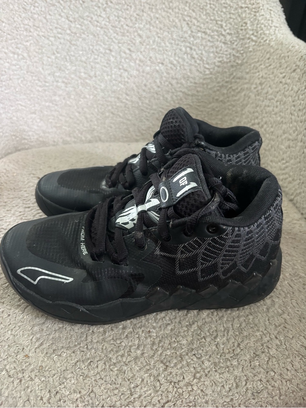 Puma Kids Black High-Top Sneakers with Subtle Gray Accents
